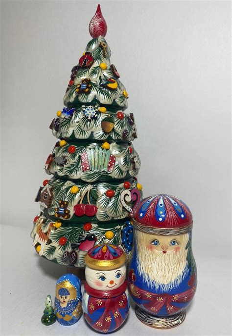 xmas nesting dolls|christmas tree russian nesting dolls.